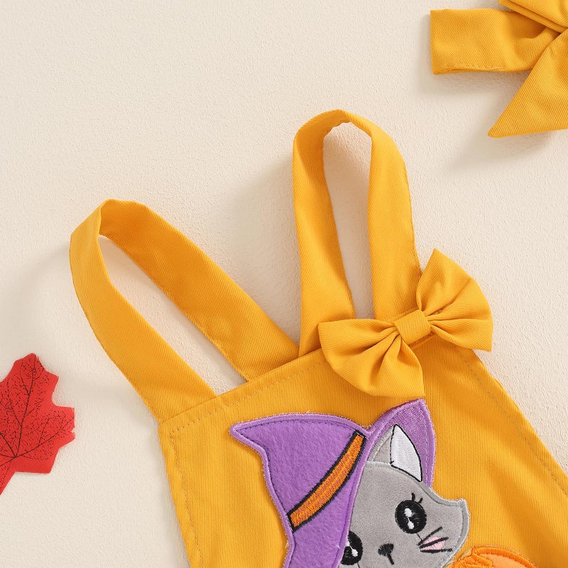 Amnnchya Baby Girl Thanksgiving Outfit Pumpkin Turkey Costumes Sleeveless Tulle Romper Newborn Halloween Outfit Girl (Yellow  0-3 Months) - Image 4